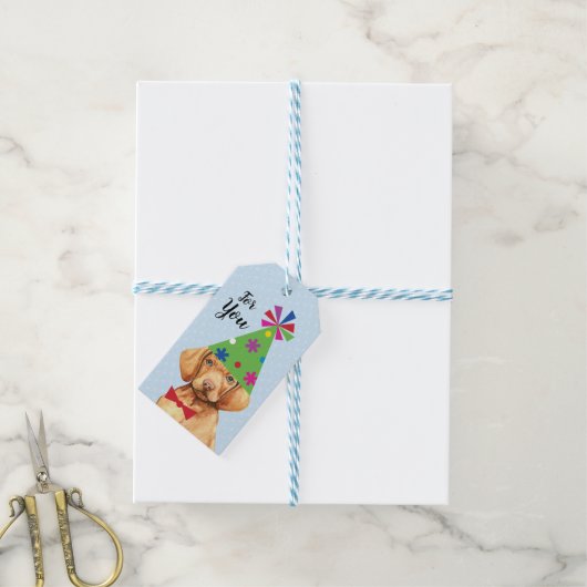 Birthday Party Vizsla Gift Labels Cadeaulabel (Met Touw)