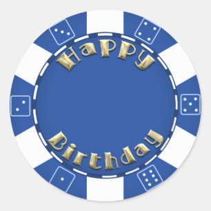 Birthday party voegt age poker chip sticker toe