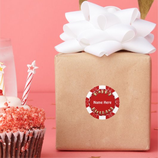 Birthday party voegt age poker chip sticker toe (Feest)