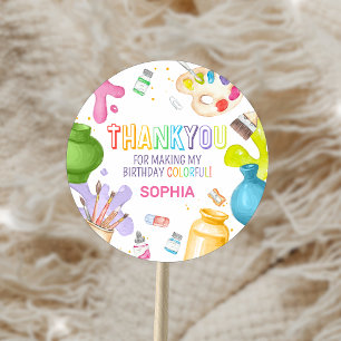Birthday Party voor het schilderen van aardewerk Ronde Sticker
