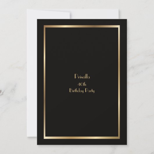 Birthday Party-vrouw, gouden Gatsby-stijl, zwart Kaart (Achterkant)