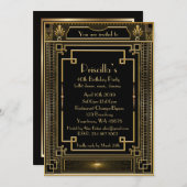 Birthday Party-vrouw, gouden Gatsby-stijl, zwart Kaart (Voorkant / Achterkant)