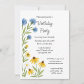 Birthday Party Watercolor Wildflowers  Kaart (Voorkant)