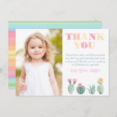 Birthday Party Waterverf Helderkleurige Cactus Bedankkaart (Voorkant / Achterkant)