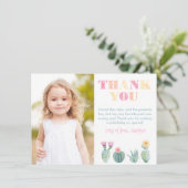 Birthday Party Waterverf Helderkleurige Cactus Bedankkaart (Staand voorkant)