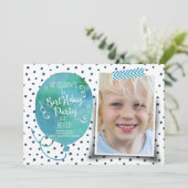 Birthday Party Waterverf | Uitnodigingsjongen Kaart (Staand voorkant)