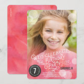 Birthday Party Waterverf | Uitnodigingsmeisje | Kaart (Voorkant / Achterkant)