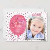 Birthday Party Waterverf | Uitnodigingsmeisje Kaart (Voorkant)