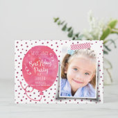 Birthday Party Waterverf | Uitnodigingsmeisje Kaart (Staand voorkant)