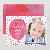 Birthday Party Waterverf | Uitnodigingsmeisje Kaart (Voorkant / Achterkant)