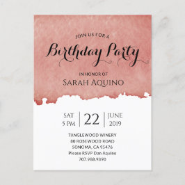 Birthday Party Waterverf Wine Stain Winery Uitnodiging Briefkaart