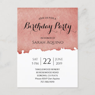 Birthday Party Waterverf Wine Stain Winery Uitnodiging Briefkaart