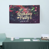 Birthday Party Welcome Marsala Floral Paars Light Spandoek (Beurs)