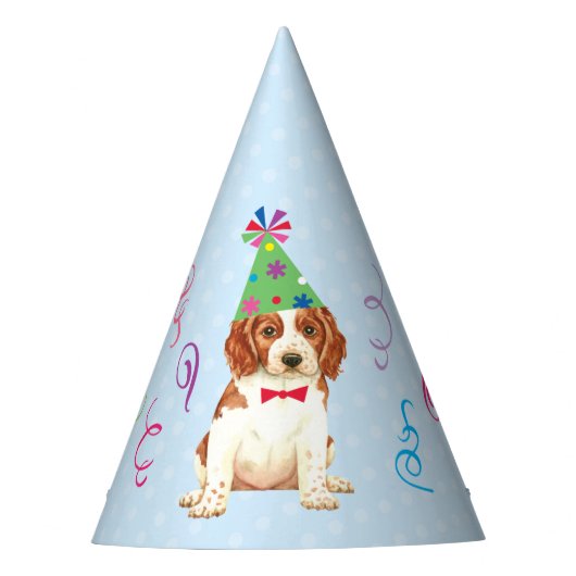 Birthday Party Welsh Springer Spaniel Feesthoedjes (Voorkant)