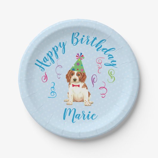 Birthday Party Welsh Springer Spaniel Papieren Bordje (Voorkant)