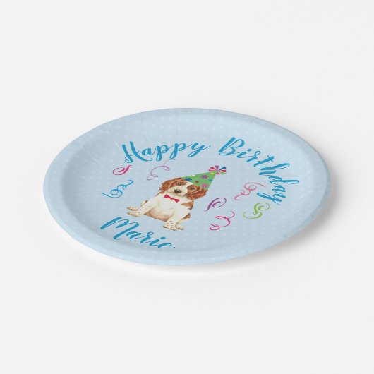 Birthday Party Welsh Springer Spaniel Papieren Bordje (Gekanteld)