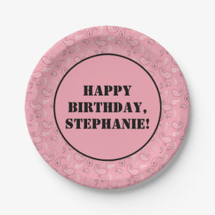 Birthday Party (Westerne roze) Papieren Bordje