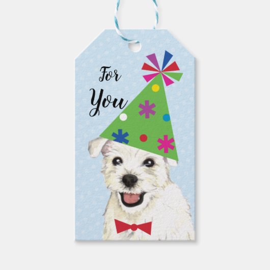 Birthday Party Westie Gift Labels Cadeaulabel (Voorkant)
