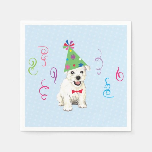 Birthday Party Westie Napkins Servet (Voorkant)