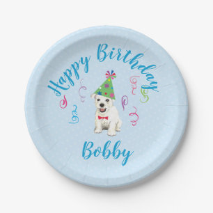 Birthday Party Westie Paper Borden Papieren Bordje