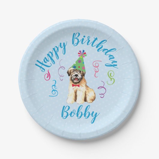 Birthday Party Wheaten Terrier Paper Borden Papieren Bordje (Voorkant)