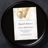 Birthday party white gold glitter ballonnen kaart