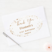 Birthday Party white gold glitter name Bedankt Ovale Sticker (Envelop)