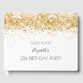 Birthday party white gold glitter stofnaam gastenboek (Voorkant)