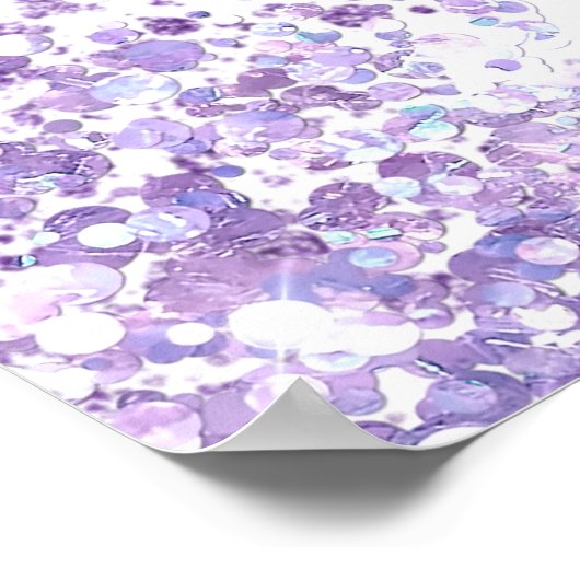 Birthday party white violet lavender glitter name poster (Hoek)