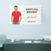 Birthday party white wood foto rustige kerel spandoek (Beurs)