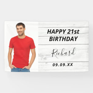 Birthday party white wood foto rustige kerel spandoek