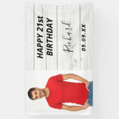 Birthday party white wood foto rustige kerel spandoek (Verticaal)