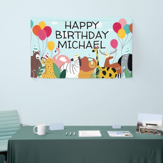 Birthday Party | Wild Animal Fun Banner (Beurs)