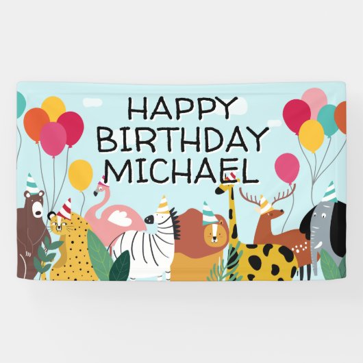 Birthday Party | Wild Animal Fun Banner (Horizontaal)