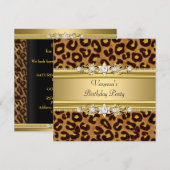 Birthday Party Wild Animal Print Gold Black Kaart (Voorkant / Achterkant)