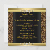 Birthday Party Wild Animal Print Gold Black Kaart (Achterkant)