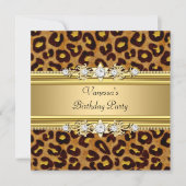 Birthday Party Wild Animal Print Gold Black Kaart (Voorkant)