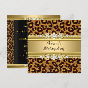 Birthday Party Wild Animal Print Gold Black Kaart