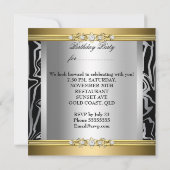 Birthday Party Wild Animal Print Gold Black White Kaart (Achterkant)