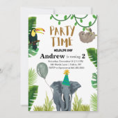 Birthday party wildlife jungle animals  kaart (Voorkant)