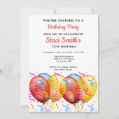 Birthday Party with Balloons Girl 10 Kaart (Voorkant)