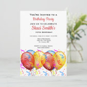 Birthday Party with Balloons Girl 10 Kaart (Staand voorkant)