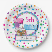 Birthday Party with Cute Cartoon Squirrel Papieren Bordje (Voorkant)