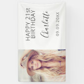 Birthday party: witte zwarte fotovrouw spandoek (Verticaal)