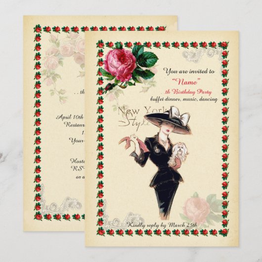 Birthday Party women Any age, Gatsby, Art-Deco Kaart (Voorkant / Achterkant)