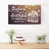 Birthday Party Wood Mason Jar String Light Welkom Spandoek
