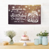 Birthday Party Wood Mason Jar String Light Welkom Spandoek