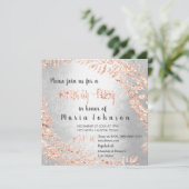 Birthday Party Wreater Glitter Roos Gold Silver Gr Kaart (Staand voorkant)