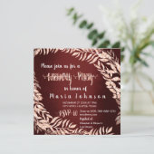 Birthday Party Wreath Glitter Roos Gold Burgundy Kaart (Staand voorkant)