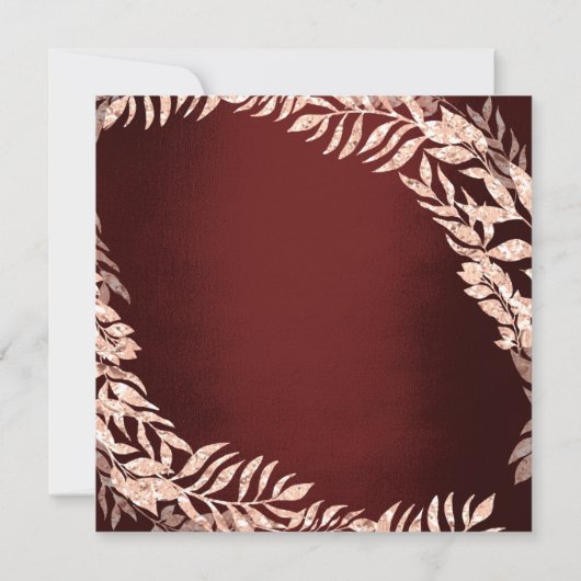 Birthday Party Wreath Glitter Roos Gold Burgundy Kaart (Achterkant)